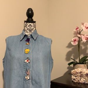 Looney Tones Sleeveless Denim Shirt